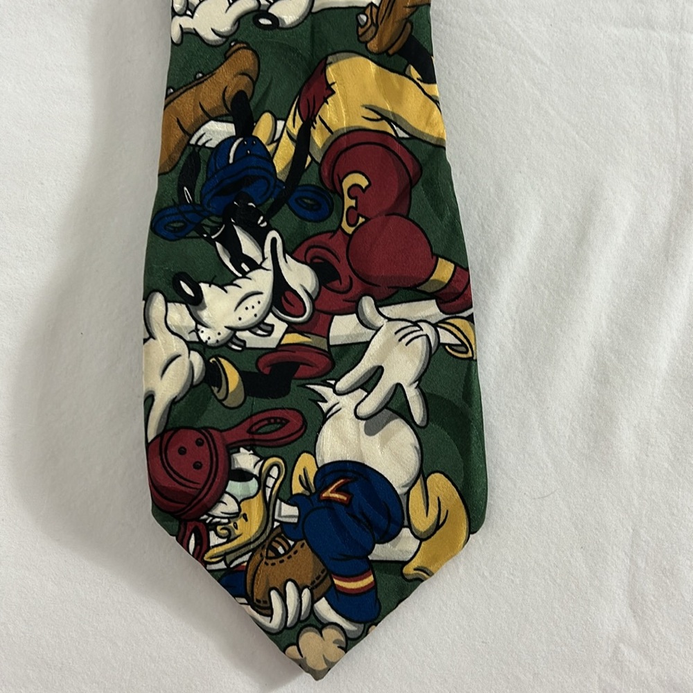 Disney 100% Silk Necktie Mickey Mouse Rugby Football Theme Character Tie